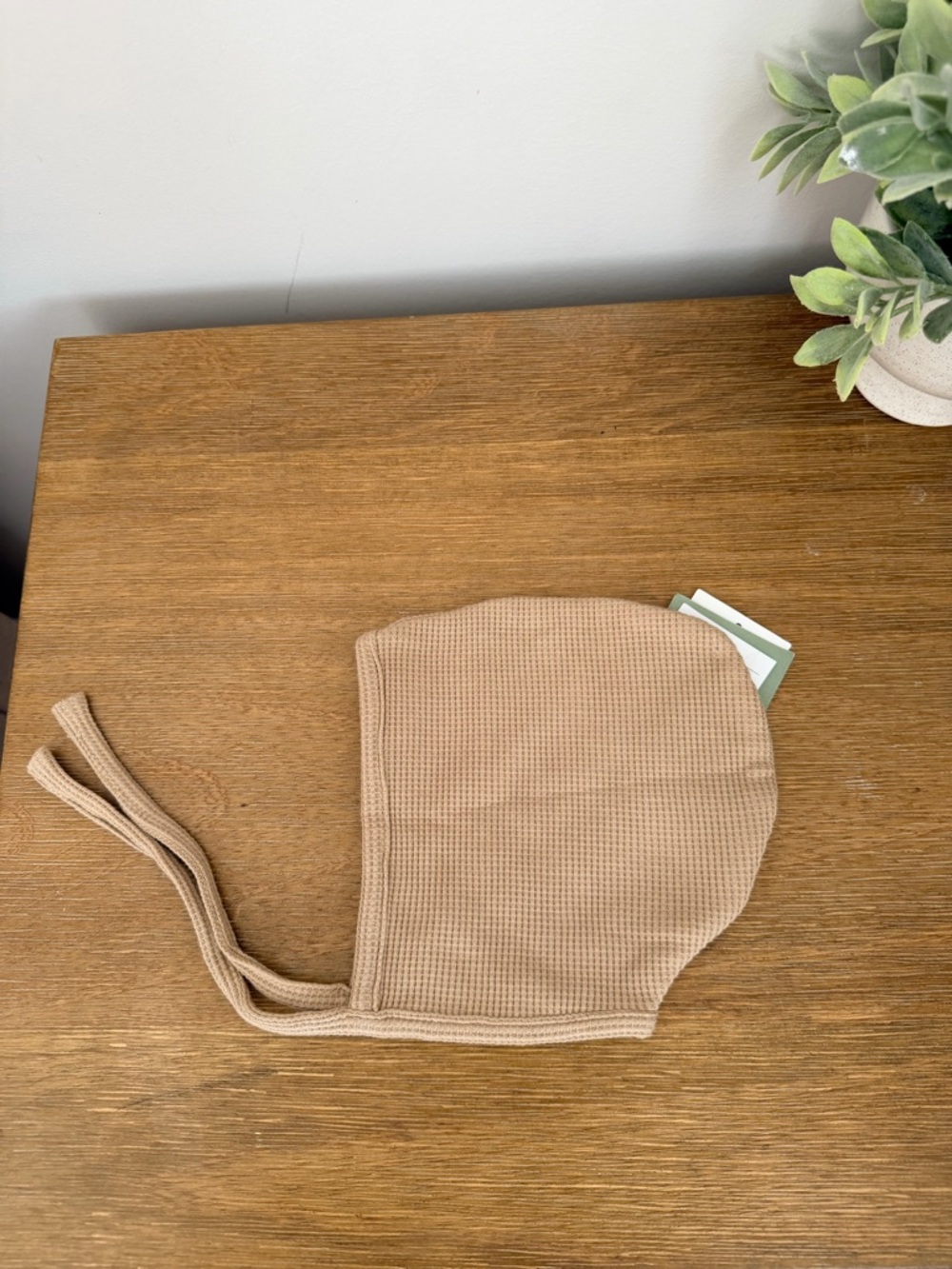 H&M Beige Waffle-Knit Baby Bonnet